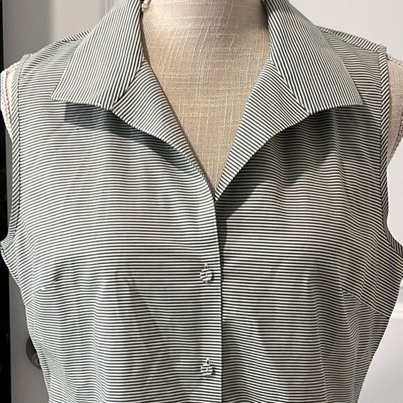 Talbots Haberdashery Petites Sleeveless Button Down Shirt Covered Buttons NWOT - Picture 5 of 9